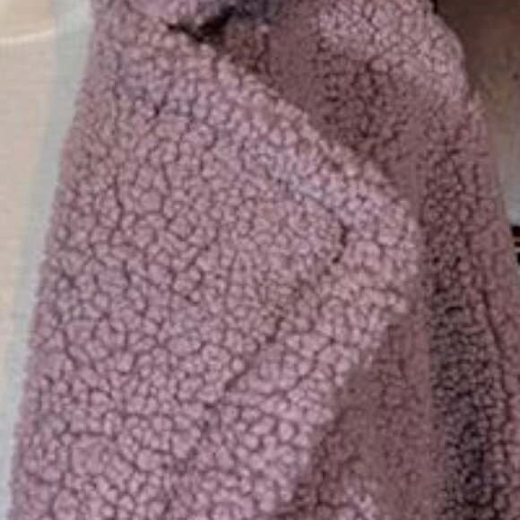 G by Giuliana Black Label Lavender Faux Shearling Teddy Double Breast Long Coat - Picture 8 of 10